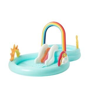 Sun Squad Inflatable Rainbow Play Center Pool Built-In Sprayer Kids Summer New
